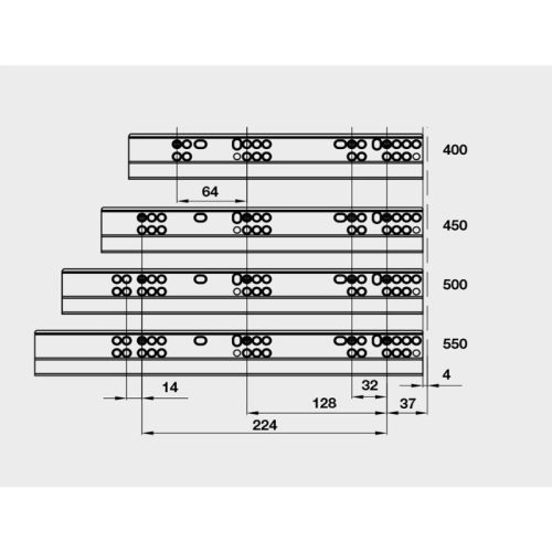 Ray Hộp Alto-S Giảm Chấn H80mm Hafele 552.55.318 9 Kích thước Ray Hộp Alto-S Giảm Chấn H80mm Hafele 552.55.318