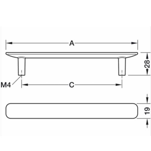 Kích thước Tay nắm Hafele 106.70.341