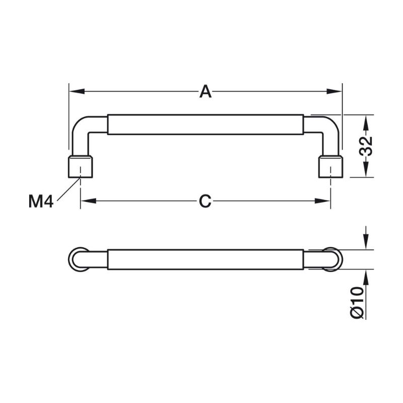 Tay nắm Hafele 106.70.381 4 Kích thước tay nắm Hafele 106.70.381
