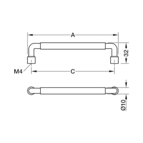 Tay nắm Hafele 106.70.383 5 Kích thước tay nắm Hafele 106.70.383