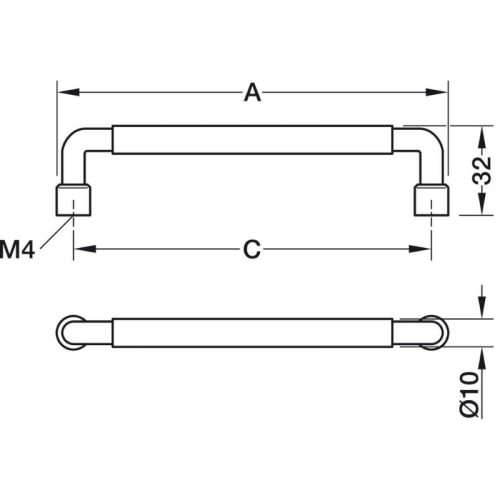 Tay nắm Hafele 106.70.391 7 Kích thước Tay nắm Hafele 106.70.391