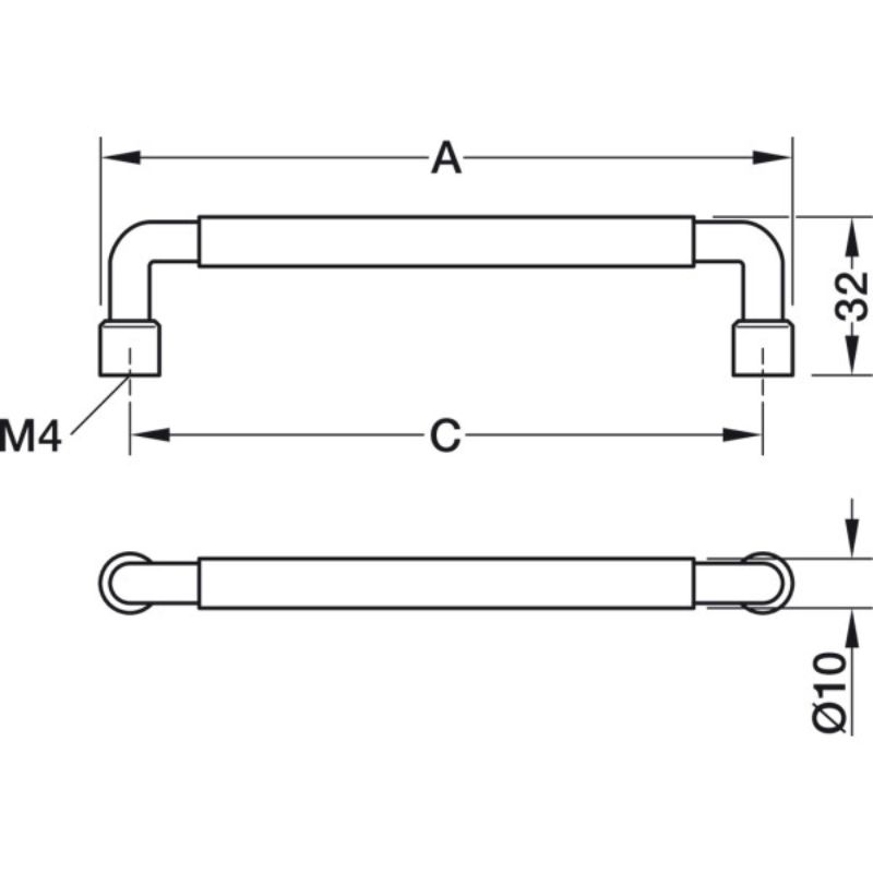 Tay nắm Hafele 106.70.393 4 Kích thước tay nắm Hafele 106.70.393