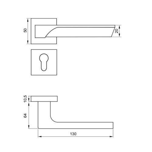 Kích thước Tay nắm Hafele 901.76.620