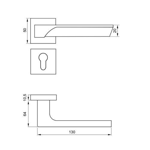Kích thước Tay nắm Hafele 901.99.731