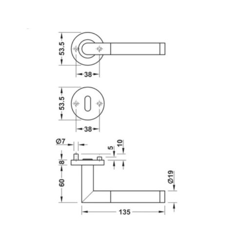 Kích thước Tay nắm Hafele 903.92.083