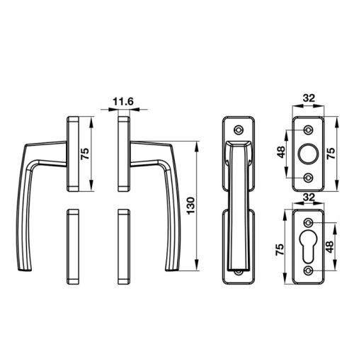 Kích thước Tay nắm Hafele HL949D 905.99.639