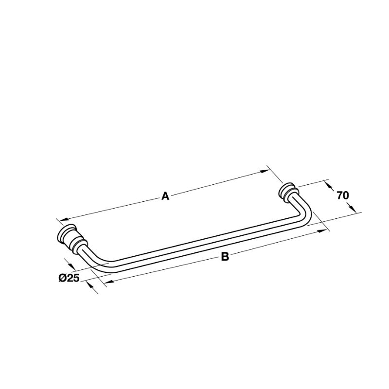 Kích thước tay nắm phòng tắm kính Hafele 903.12.371