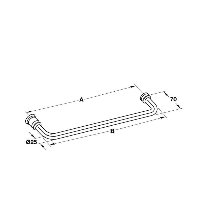 Kích thước tay nắm phòng tắm kính 500mm Hafele 903.12.363