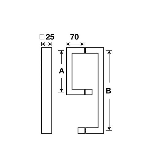 Tay nắm phòng tắm kính C/C 300 x 500mm Hafele 903.02.251 5 Kích thước tay nắm phòng tắm kính C/C 300 x 500mm Hafele 903.02.251