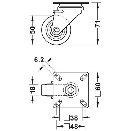 Bánh xe nội thất Hafele 663.06.910 7 Lắp đặt bánh xe nội thất Hafele 663.06.910