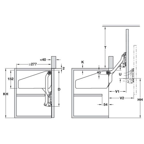 Lắp đặt phụ kiện tay nâng Hafele 372.33.632