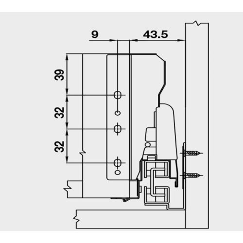 Ray hộp Hafele 552.77.781 10 Lắp đặt ray hộp Hafele 552.77.781