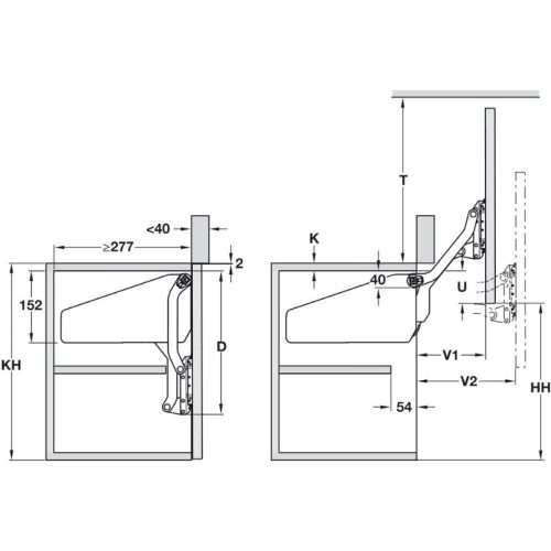 Lắp đặt tay nâng Hafele 372.33.631