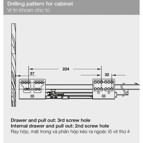 Ray hộp Hafele 552.77.781 11 Vị trí ray hộp Hafele 552.77.781