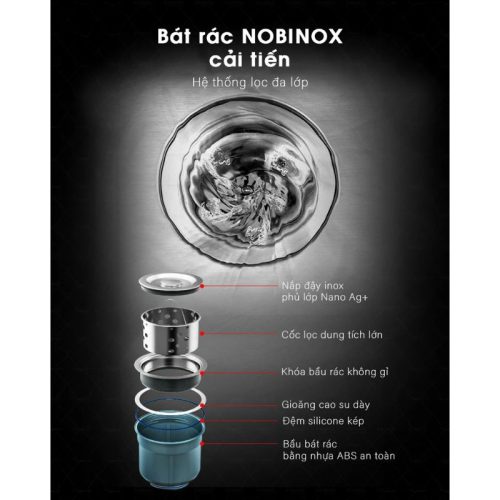 Bát rác chậu rửa bát Nobinox LUMIA NJ558B