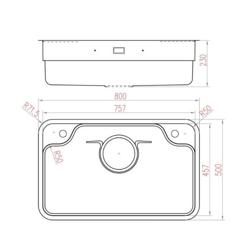 Kích thước chậu rửa bát Nobinox ARVO B180