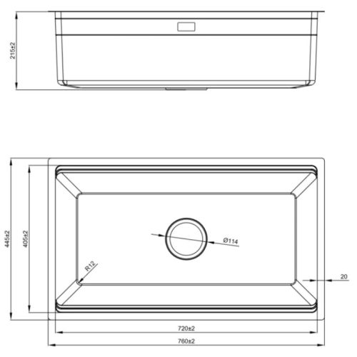 Kích thước chậu rửa bát Nobinox LIRA NJ562D