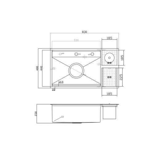 Kích thước chậu rửa bát Nobinox LUMIA NJ510B
