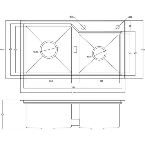Kích thước chậu rửa bát Nobinox LUMIA NJ512