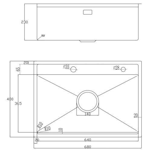 Kích thước chậu rửa bát Nobinox LUMIA NJ557
