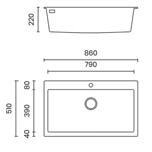 Kích thước chậu rửa bát Nobinox MITO NT861B