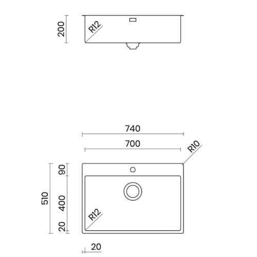 Kích thước chậu rửa bát Nobinox PURA NT675T