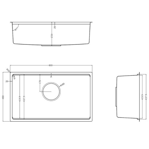 Kích thước chậu rửa bát Nobinox ROSA NN974DT