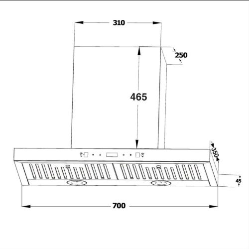 Kích thước máy hút mùi Chef’s EH-R908E3T