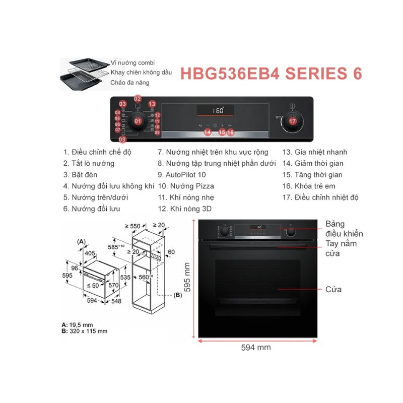 Lò nướng Bosch HBG536EB4 7 Kích thước lò nướng Bosch HBG536EB4