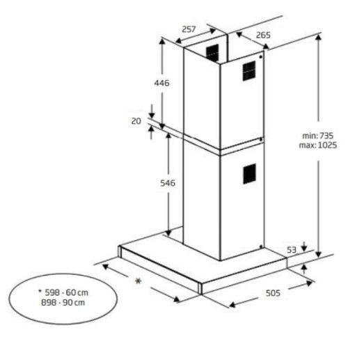 kich thuoc may hut mui ap tuong beko bhcb 96641 bbhs 90