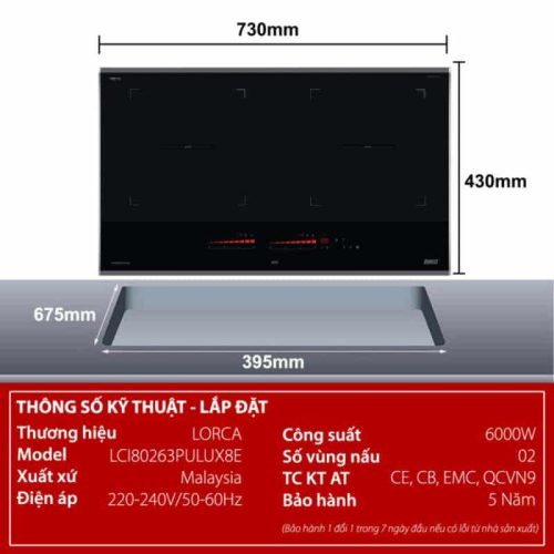 Bếp từ đôi Lorca LCI 80263 PULUX8E 9 thong so bep tu doi lorca lci 80263 pulux8e