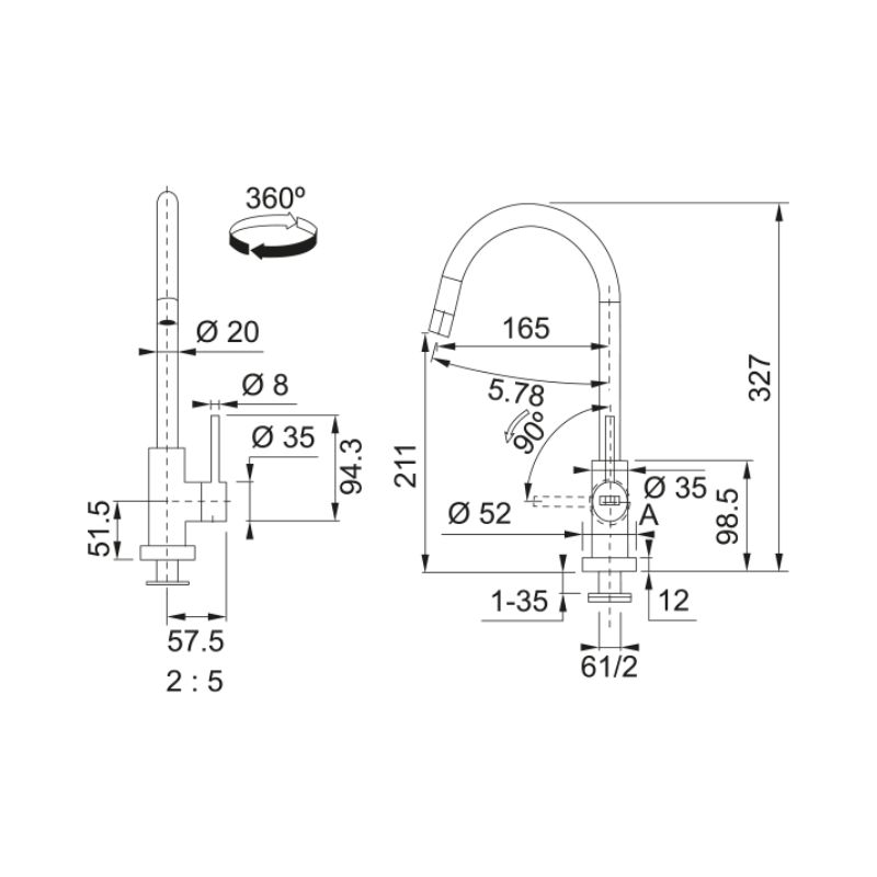 Vòi nước lạnh Franke CT905C Cold Water Tap 4 Vòi nước lạnh Franke CT905C Cold Water Tap - Ảnh 2