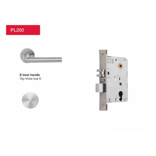 Khóa khách sạn Hafele tay E màu inox DINL PL200 912.20.055