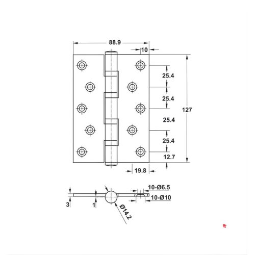 Bản lề lá DIY Hafele 489.05.025 127x89x3mm-4BB SSS 5 kich thuoc ban le la diy hafele 489 05 025 127x89x3mm 4bb sss