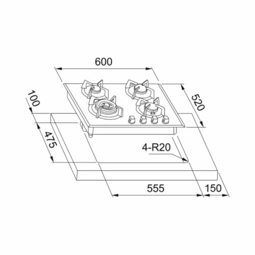 Bếp gas âm Franke FG6416 106.0534.907 4 kich thuoc bep gas am franke fg6416 106 0534 907