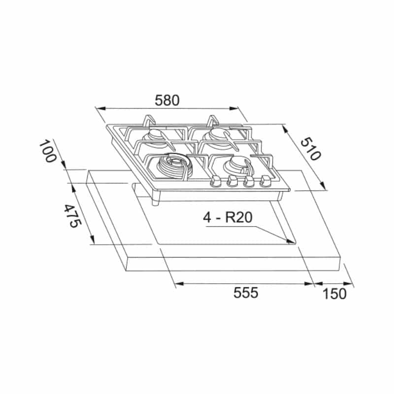 Bếp gas âm tủ FRANKE FS6416 106.0534.909 4 Bếp gas âm tủ FRANKE FS6416 106.0534.909 - Ảnh 2