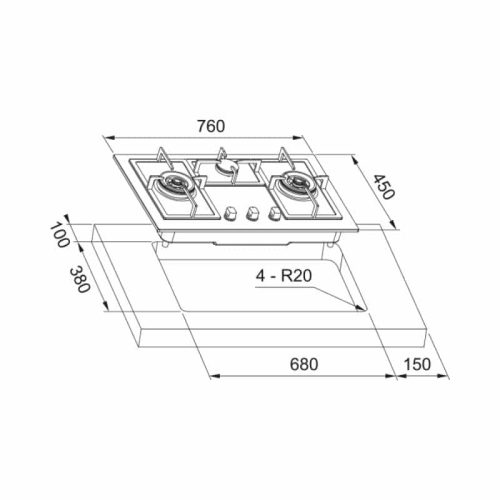 Bếp gas âm tủ FRANKE FS7326 106.0583.437 5 kich thuoc bep gas am tu franke fs7326 106 0534 663