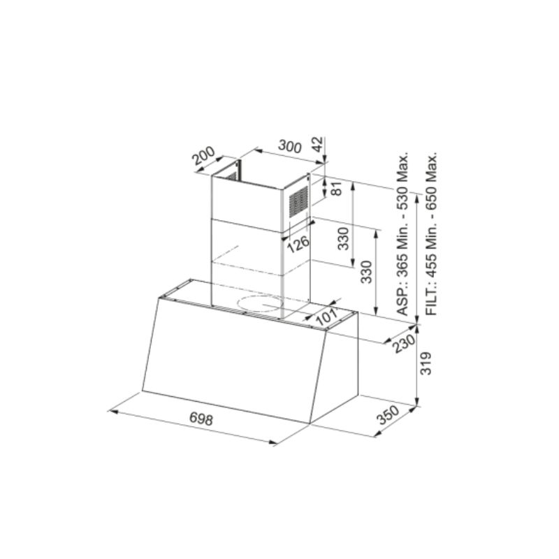 Máy hút mùi áp tường Franke TRENDLINE PLUS BK 70 4 Máy hút mùi áp tường Franke TRENDLINE PLUS BK 70 - Ảnh 2