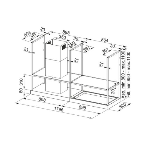 Máy hút mùi đảo Franke Mythos T-Shelf 9 kich thuoc may hut mui dao franke mythos t shelf