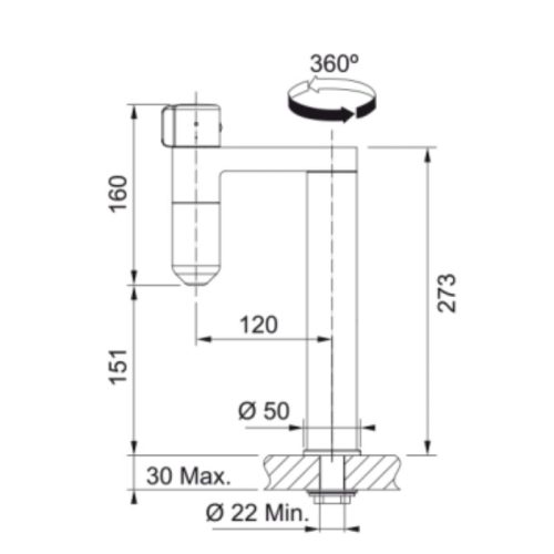 Vòi rửa bát Franke 120.0621.228 Industrial Black / Steel Optics 5 kich thuoc voi rua bat franke 120 0621 228 industrial black steel optics