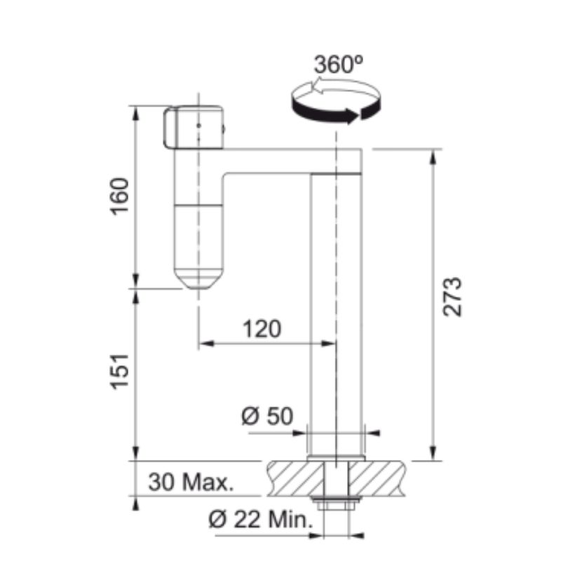 Vòi rửa bát Franke 120.0621.228 Industrial Black / Steel Optics 4 Vòi rửa bát Franke 120.0621.228 Industrial Black / Steel Optics - Ảnh 2