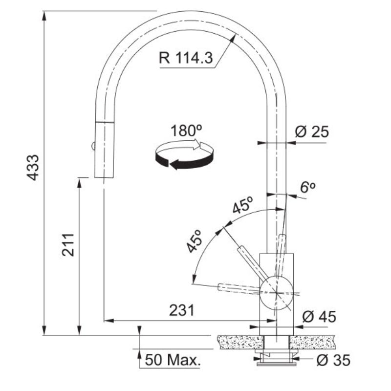 Vòi rửa bát Franke CT136S 115.0667.608 6 Vòi rửa bát Franke CT136S 115.0667.608 - Ảnh 4