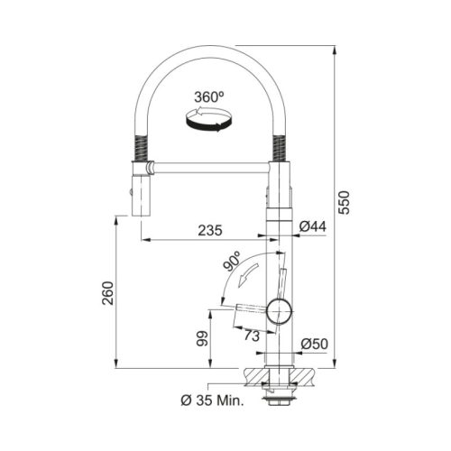 Vòi rửa bát Franke Industrial Black/Steel Optics 9 kich thuoc voi rua bat franke industrial black steel optics