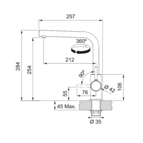 Vòi rửa bát Franke Lina CT9021C Chrome 5 kich thuoc voi rua bat franke lina ct9021c chrome 1