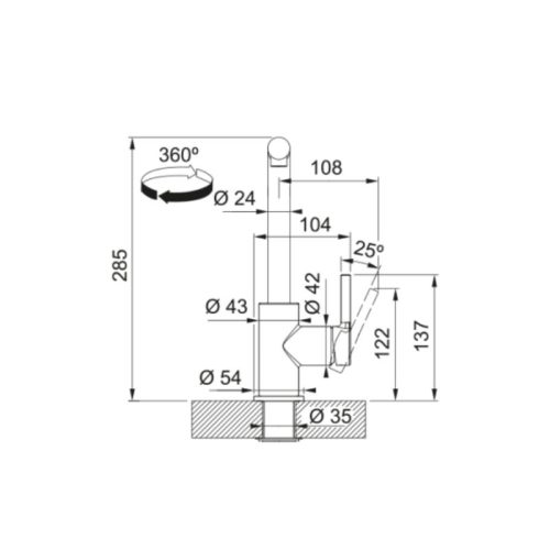 Vòi rửa FRANKE CT 935C Chrome 5 kich thuoc voi rua franke ct 935c chrome