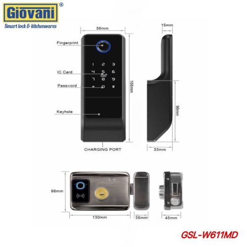 Khóa cửa cổng Giovani GSL-W611MD 8 Thông số Khóa cửa cổng Giovani GSL-W611MD