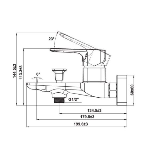 Kích thước bộ trộn 2 đường nước Kobe Hafele 589.15.035