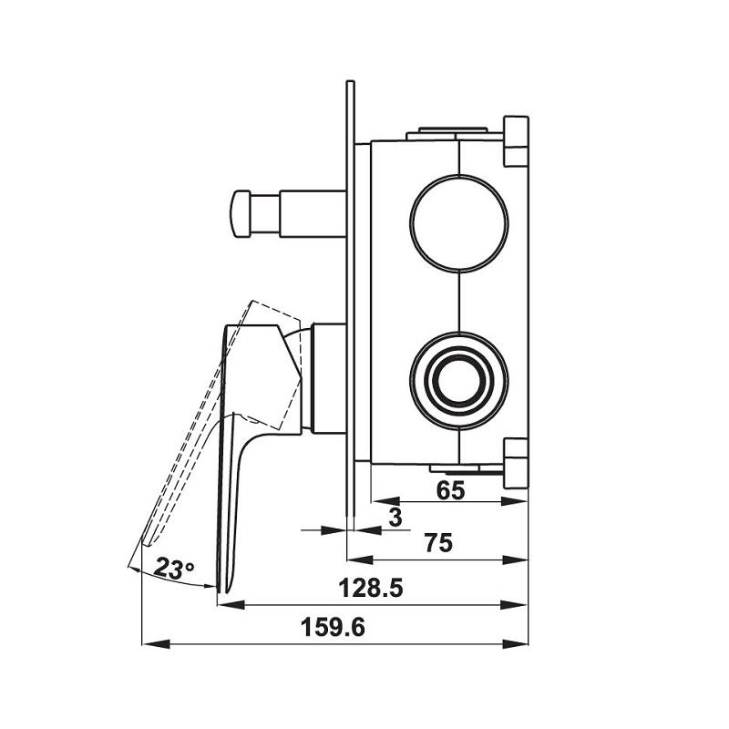 Bộ trộn âm 2 đường nước Kobe Hafele 589.15.037 4 Kích thước bộ trộn âm 2 đường nước Kobe Hafele 589.15.037