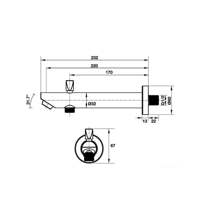 Bộ xả lavabo Häfele 589.25.797 3 Kích thước bộ xả lavabo Häfele 589.25.797