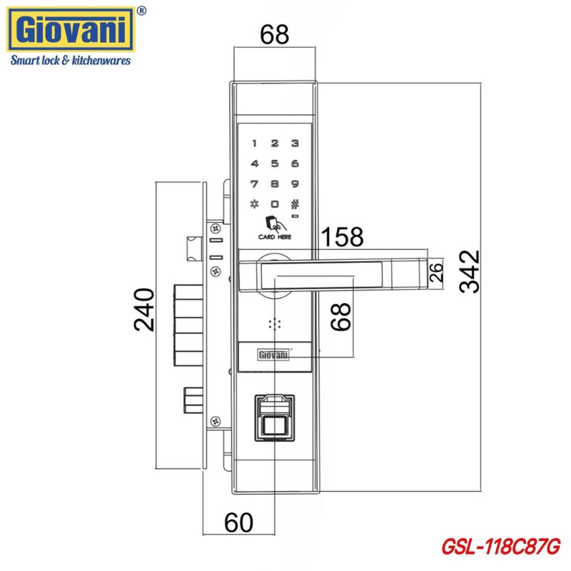 Khóa vân tay thông minh GIOVANI GSL-118C87G 6 Khóa vân tay thông minh GIOVANI GSL-118C87G